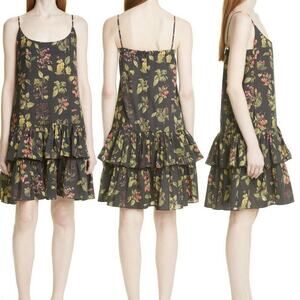 Cara Cara Tory Sleeveless Ruffle Dress In Botanical Allover Black Size S
